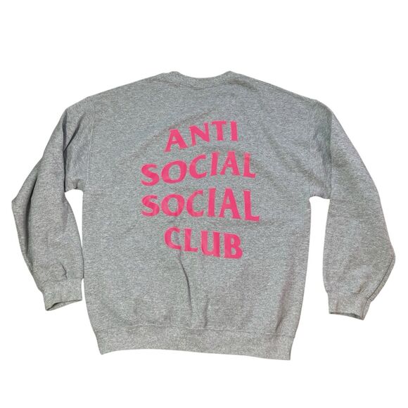 Anti Social Social Club Streetwear Sweatshirt Large Grey Pink ASSC Pullover - Picture 1 of 9